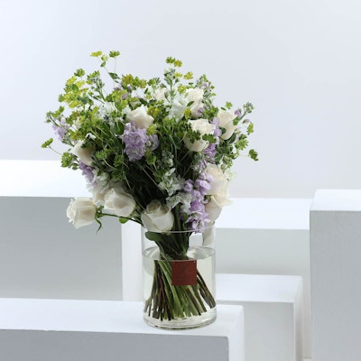 Matthiola and Roses | Glass Vase