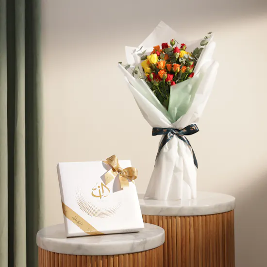 Bateel Farah Origin Chocolates Box | Shinny Flower Bouquet