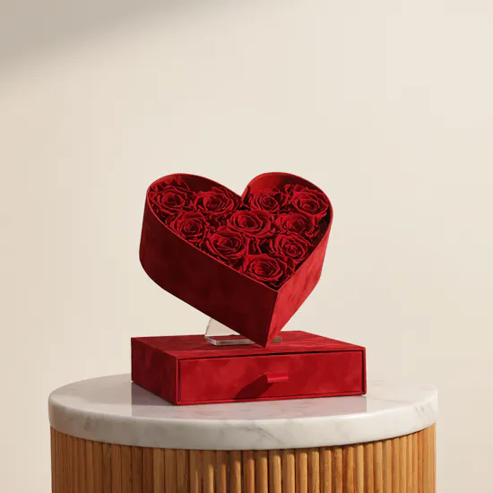 Floward Charming Chocolate Box | Red Preserved Rose Heart