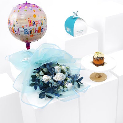 Floward Happy Birthday  Day Cake| Blue Dream Bouquet