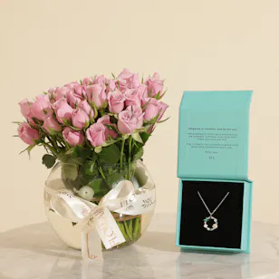 Zia Summer Emerald and Seed Pearl Pendant Silver Necklace | Always on My Mind Flower Vase Zia Summer Emerald and Seed Pearl Pendant Silver Necklace | Always on My Mind Flower Vase