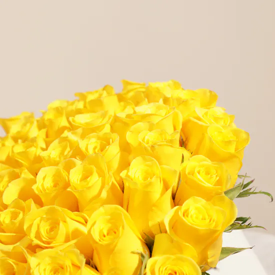 Enlightened Yellow Roses Flowers Box | 55 Flowers