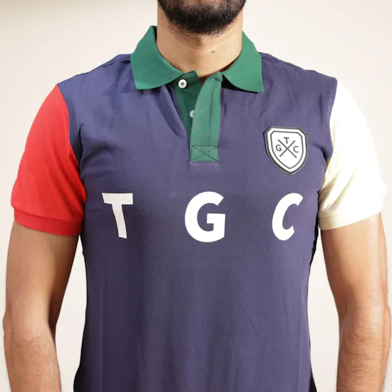 TGC Navy & Green Shield Polo Shirt