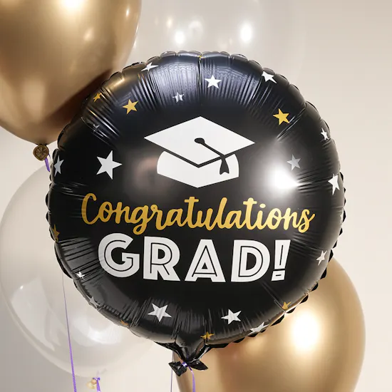 Floward Graduation Gold and Black Balloons Set