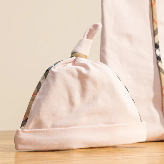 Burberry Pink Cotton Three-piece Newborn Baby Girl Gift Set