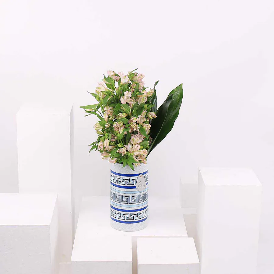 20 Pink Alstroemeria | Painted Vase 1