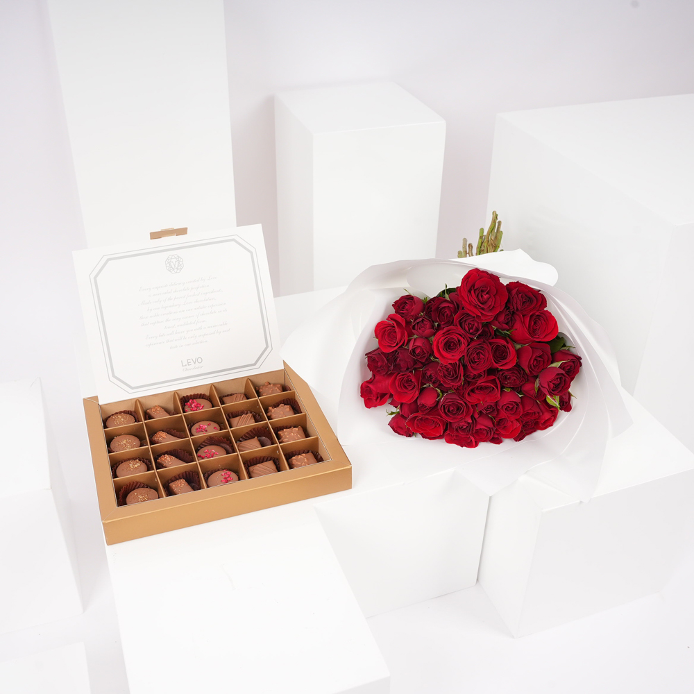 صندوق الشوكلاتة الصغير من ليفو | مزهرية البيبي جوري الأحمر