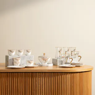 Otantik Lilac Tea and Arabic Coffee Ivory Set