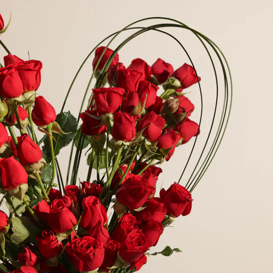 Royal Red Baby Rose Heart Bouquet