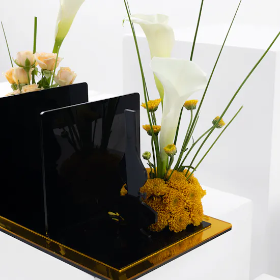 Golden Acrylic Books Holder | Flowers