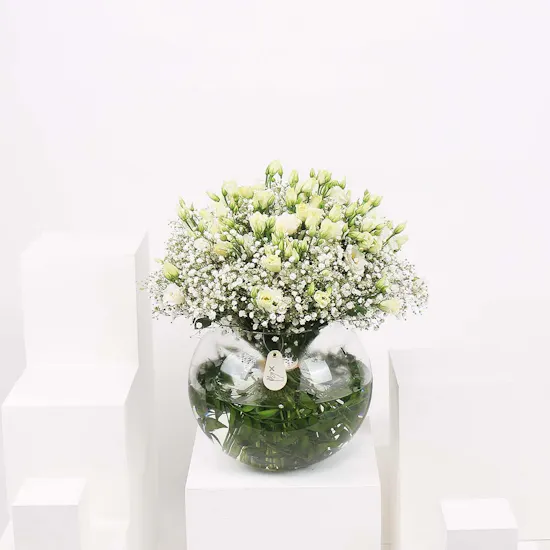 Eustoma Snows | Glass Vase