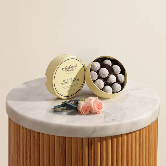 Charbonnel et Walker Sea Salt Caramel Truffles Box and Roses