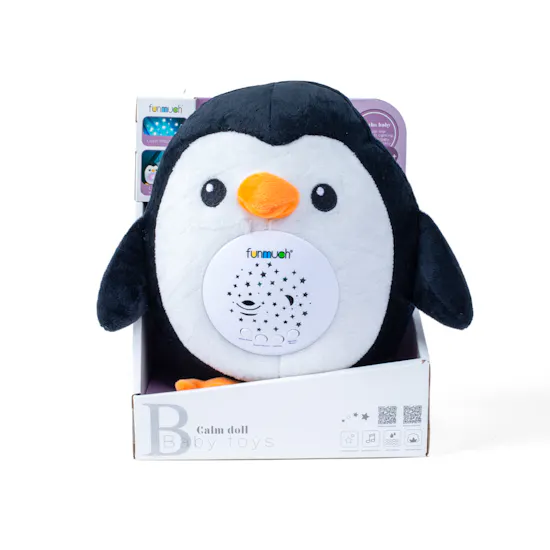 Furry PENGUIN toy with lights and music for kids