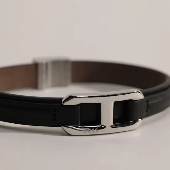 Hugo Boss Kode Black Leather Men's Wristband