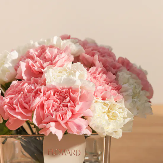 Floward Card 100 KWD and Chocolate Box | Delicate Blush Flowers