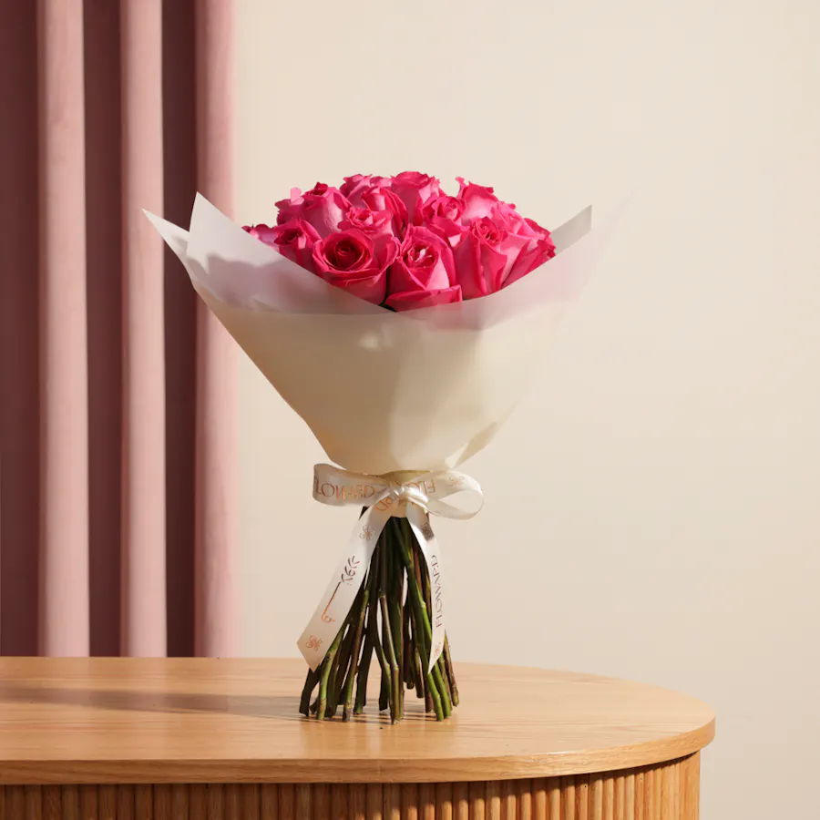 Fuchsia Roses Bouquet | 35 Flowers 1