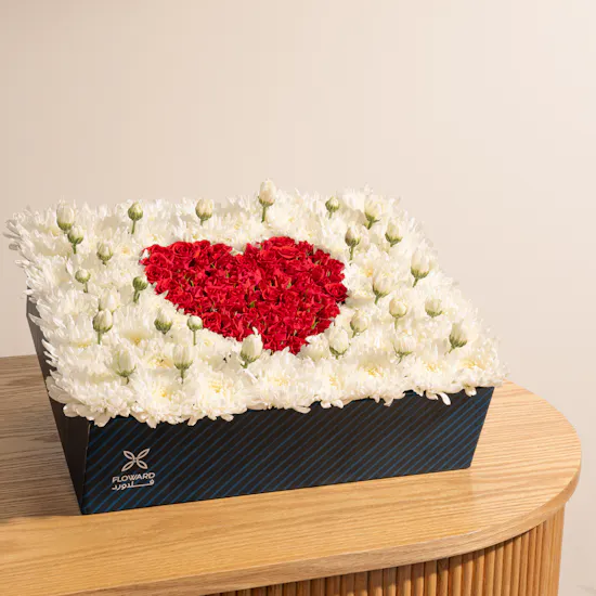 Red Heart & White Chrysanths