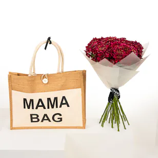 Dee mama Mama Tote Bag  | Red Chrysanthemum