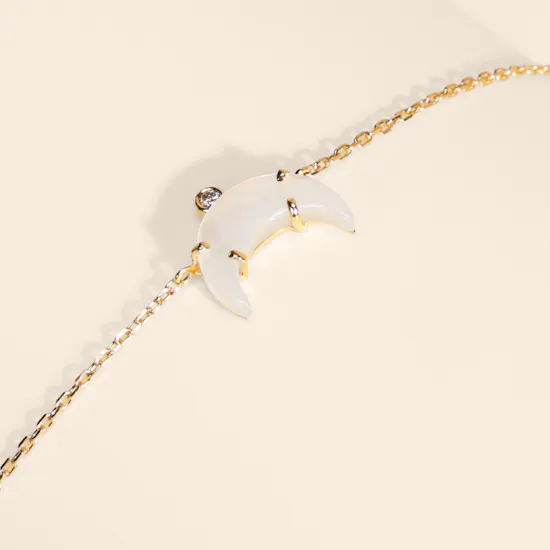 Leïa K. Moon Stone Diamond Necklace Bracelet