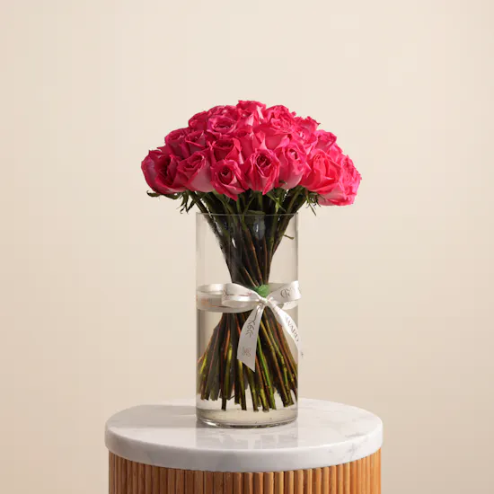 Fuchsia Brilliance Vase | 50 Flowers