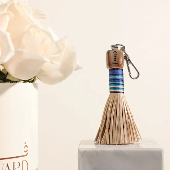 Made 51 Peace Engraved Leather Tassel Keyring | Fancy Roses