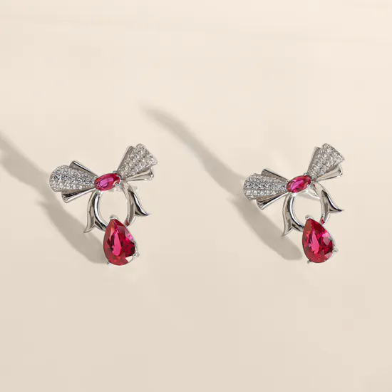 Floward Red Reverie Silver Women’s Earrings