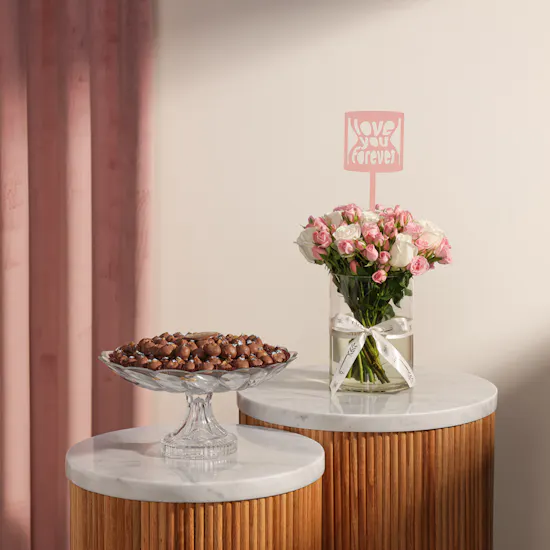 Rava Dried Figs Covered with Chocolates Crystal Tray | Love Flowers