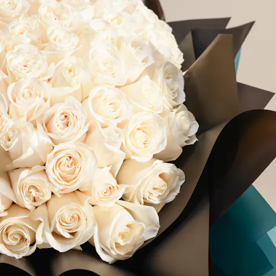 Sparkling Emotions White Rose Bouquet | 125 Flowers