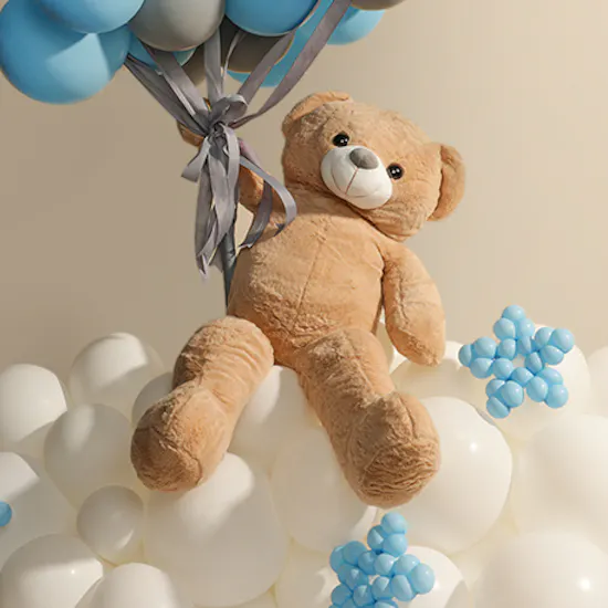 Welcome Baby Boy Balloons and Bear Set