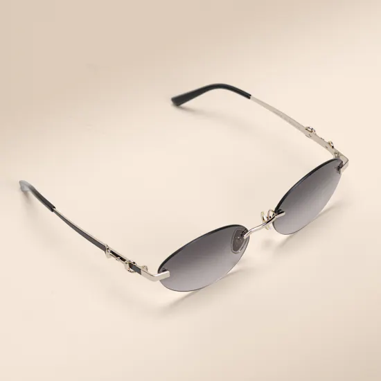 Gucci Silver-tone Frameless Oval Women's Sunglasses