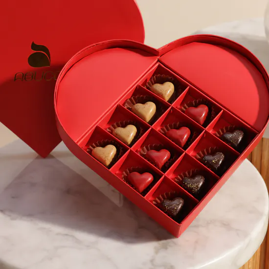 Abucci Red Heart Indulgence Chocolates Box | Crimson Whispers of Love Carnation Vase