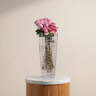 Rogaska Charm Atrium Crystal Purple Roses Vase