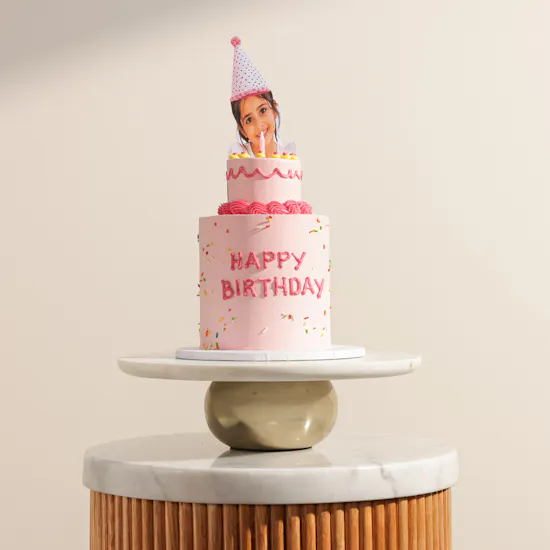 NQ's Bakery Personalized Photo Pink Birthday Cake