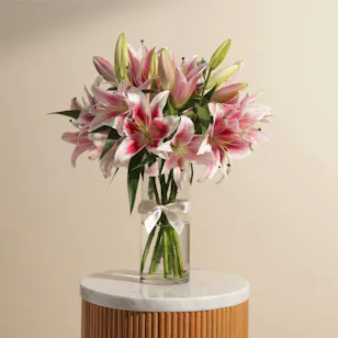 Pink Grace Lily Vase | 8 Flowers Pink Grace Lily Vase | 8 Flowers