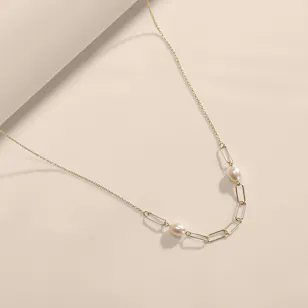Damas Kiku Minimal Yellow Gold Freshwater Pearl Women's Necklace Damas Kiku Minimal Yellow Gold Freshwater Pearl Women's Necklace