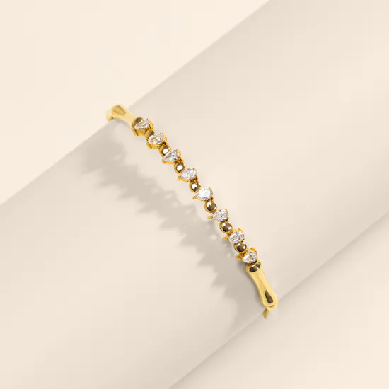 Siran by Iram Diamond and Gold Bamboo Bangle