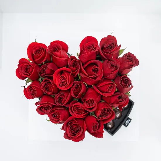 Heart Box of Roses & Chocolate
