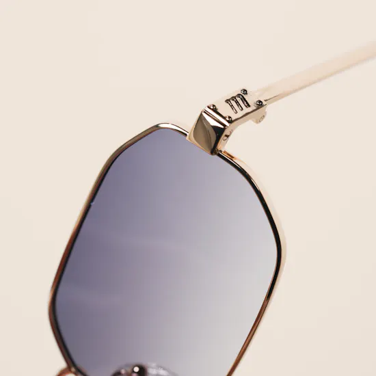 Le Specs Mythic Square Gold Dusty Blue Tint Unisex Sunglasses