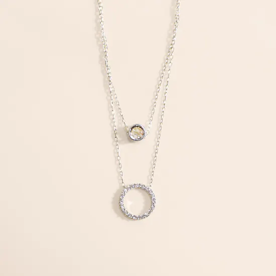 AV Jewelry Two-Tier White Gold Necklace
