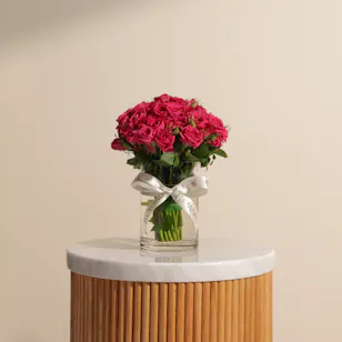 Stunning Fuchsia Baby Roses Vase | 18 Flowers