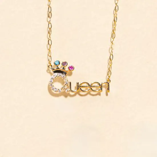 L'azurde Queen Colored Stones Gold Necklace