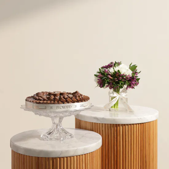 Floward Chocolate Round Glass Tray | Gleaming Flower Vase