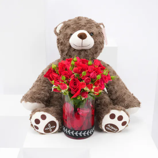 Koki Brown Bear | Red Vase