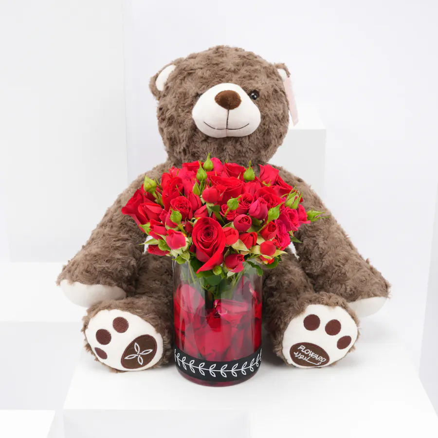 Koki Brown Bear | Red Vase 6