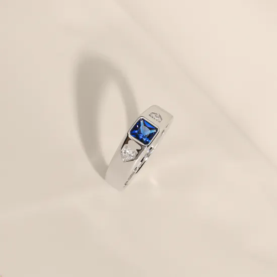 Floward Royal Azure Silver Men's Ring | Size 8