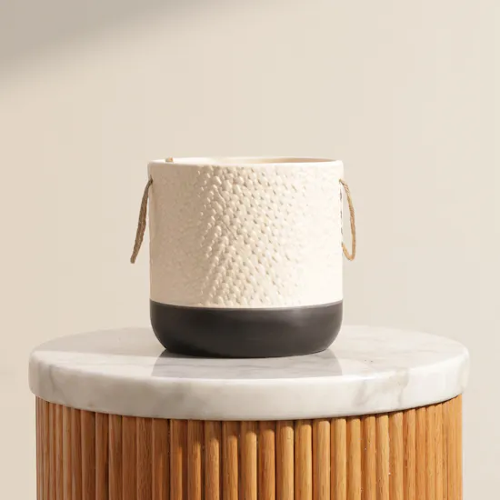 Floward Elegant White and Black Ceramic Vase