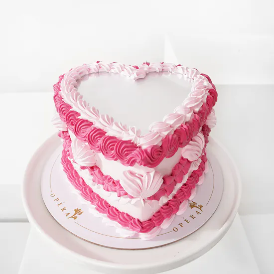 Opera Pink Heart Shaped Cake | Red Roses