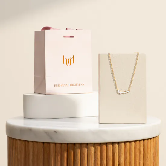Hrh White Enamel Love Gold-Plated Necklace