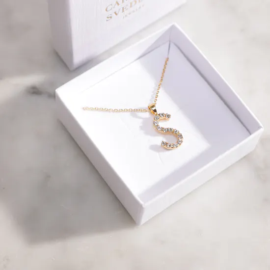 Caroline Svedbom Mini Letter S Crystal Necklace