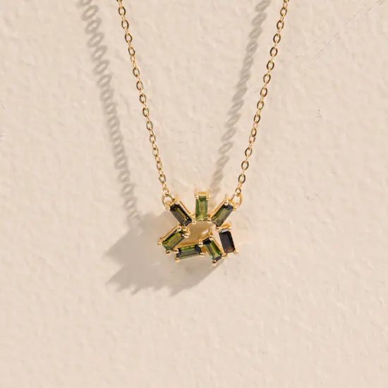 Siran by Iram Irregular Shaped Emerald Stones Necklace | Flowers Vase